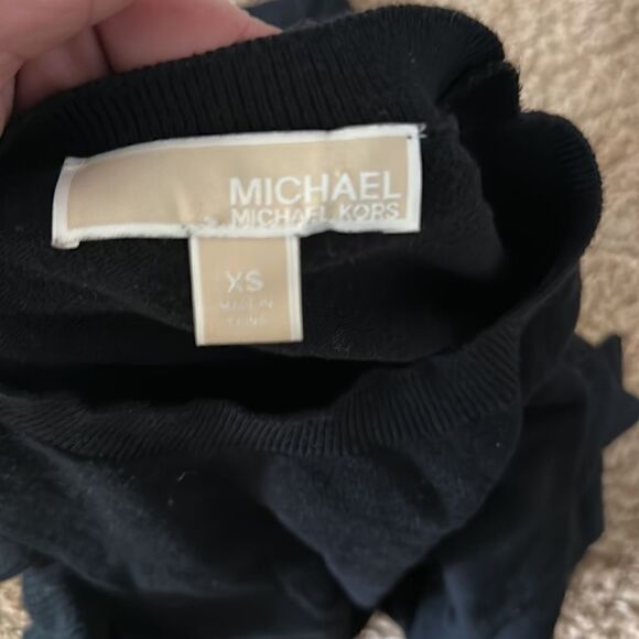 Size Small Black Michael Kors Cold Shoulder Crew Neck Sweater - Picture 5 of 6